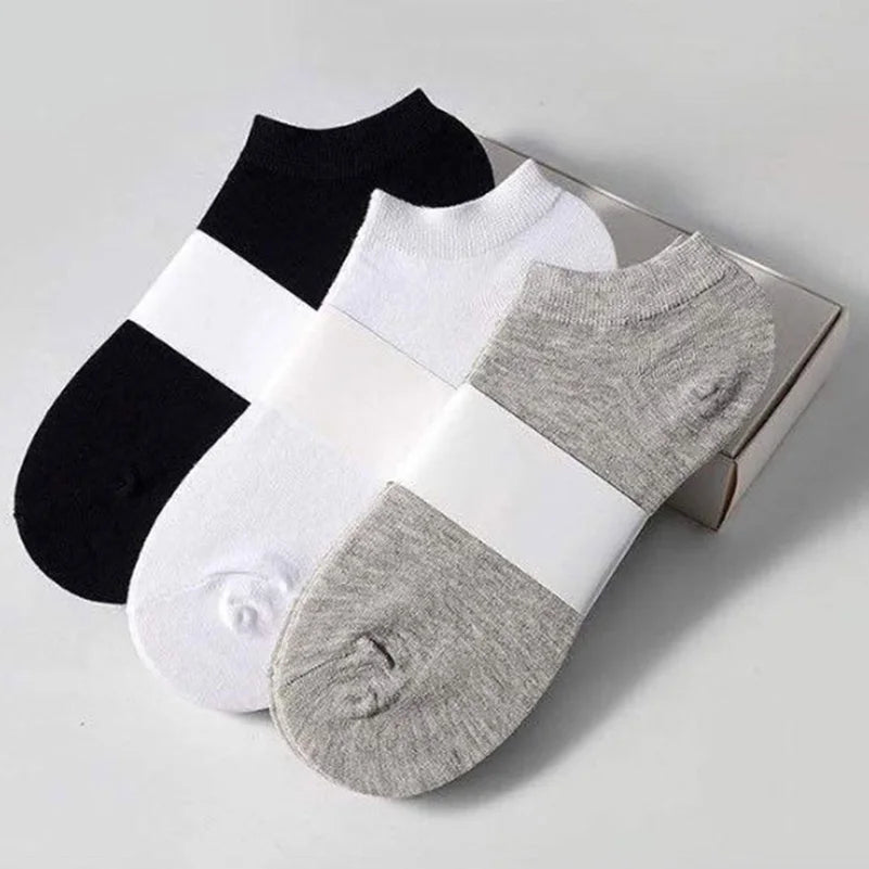10/5pcs Pairs Low Cut Ankle Breathable Men/Women Socks Solid Color Black White Grey