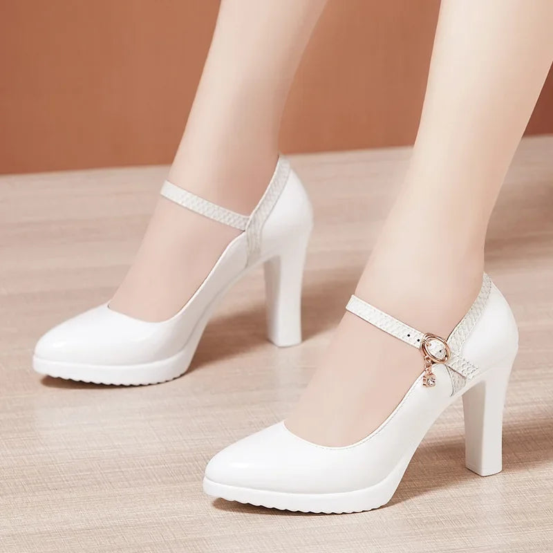 Patent Leather Shoes Women High Heels Mary Janes Platform Pumps