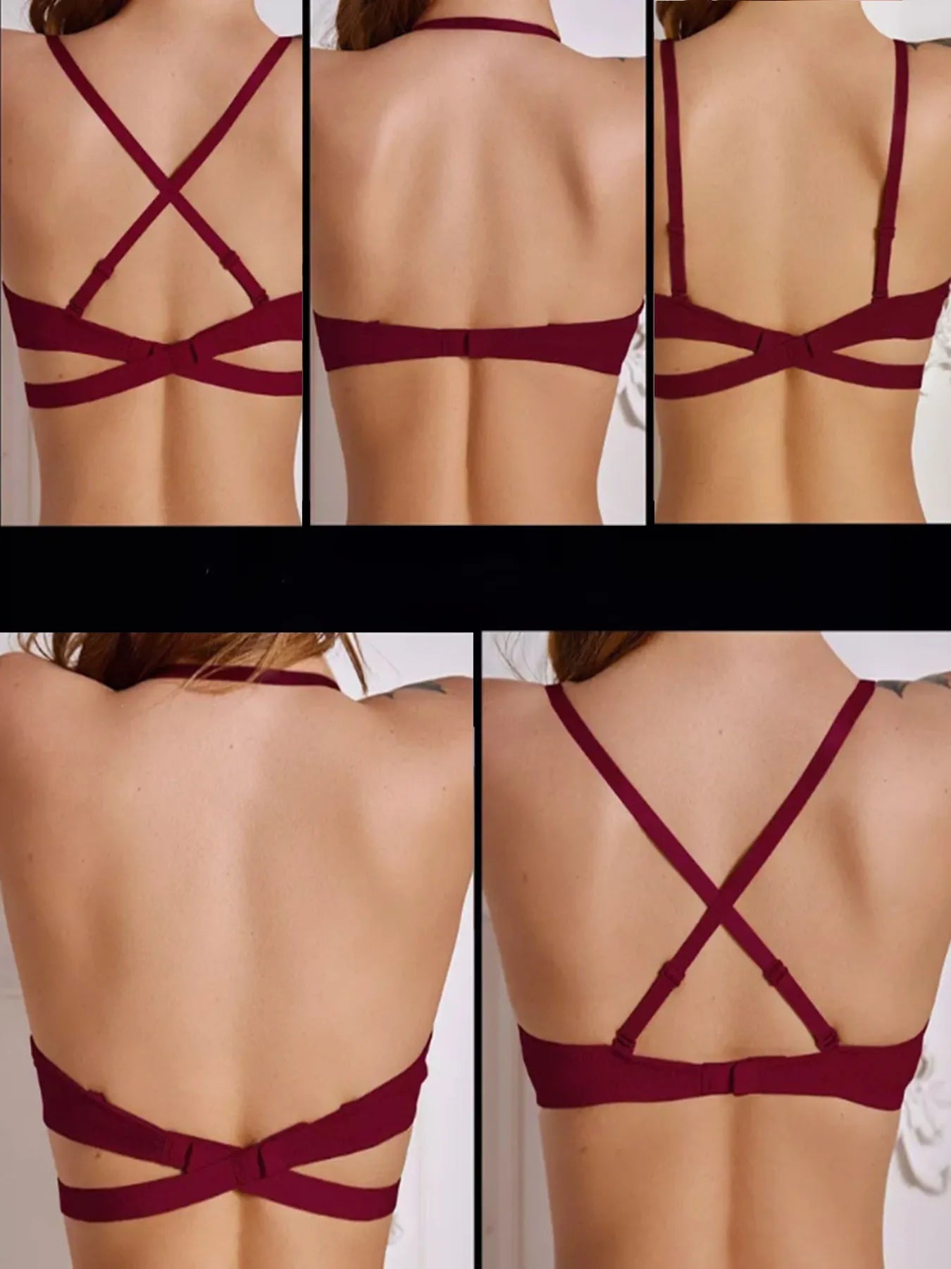 Sexy push-up bra U-shaped multi-wear bralette with invisible backless underwear underwire padded Lingerie