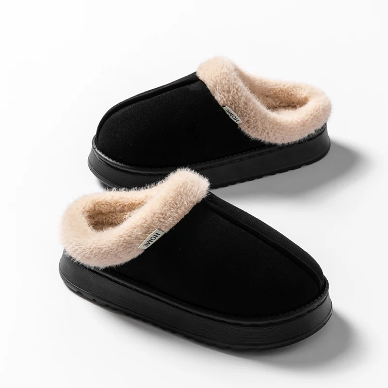 Women Fluffy Slippers for Autumn Winter Indoor EVA Thick Sole Anti-Slip Warm Unisex House Shoes