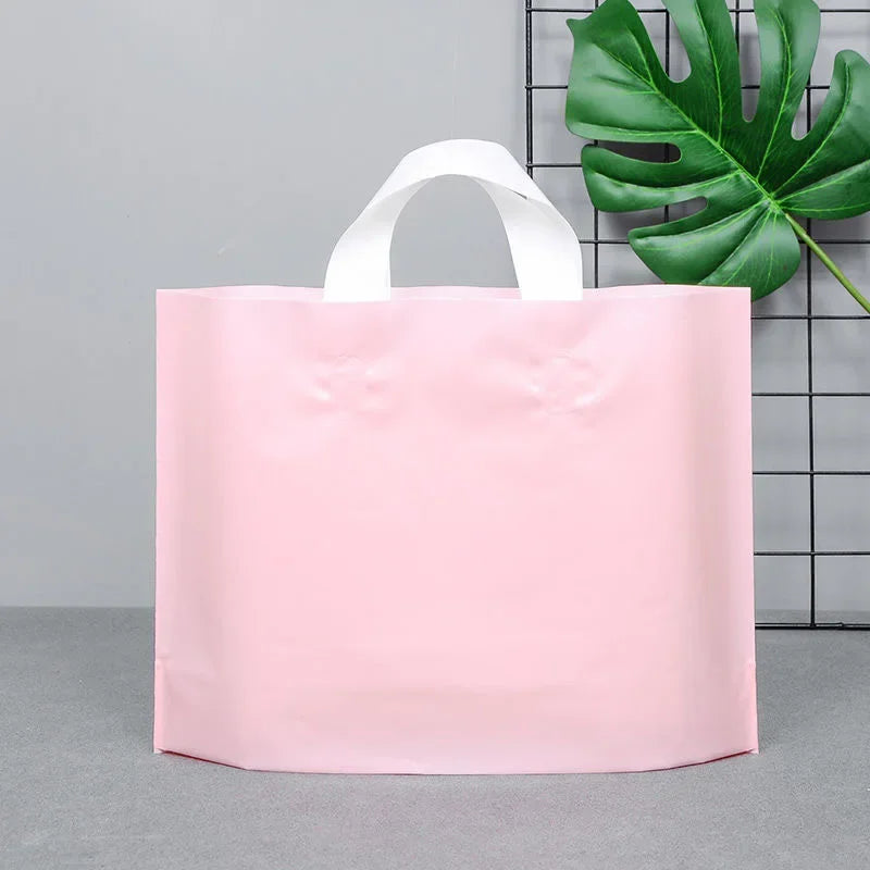 100pcs Custom Logo Colorful Shopping Bags With Handle Plastic Gift Bag Print One Color Logo On One-sided Free Design Print