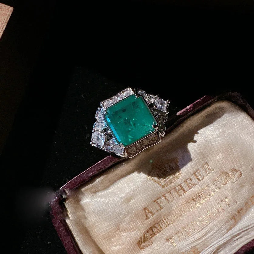 Women Colombian caviar emerald green necklace, earring bracelet zircon plated 18K gold