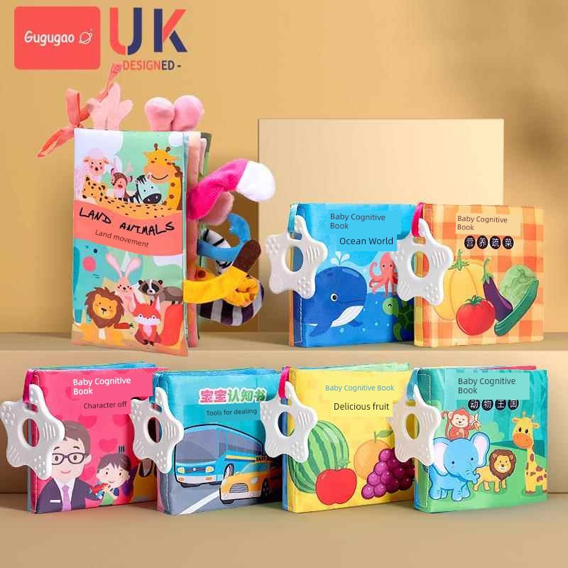 Baby Cloth Book Early Education Baby Tear-Proof Biteable Three-Dimensional Shredded Book 6 Months Cognitive Puzzle Sound Toy