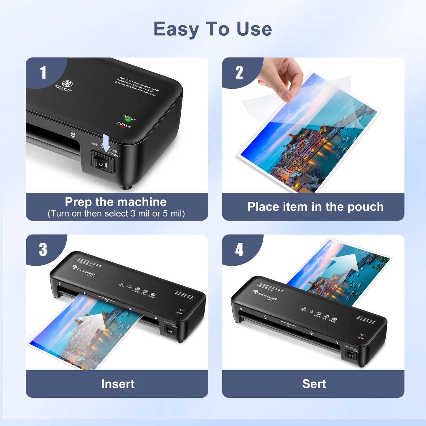 9-Inch Thermal Laminator with Never Jam Tech for Docs, Posters, Photos - Simple & Convenient for Home, Office, School