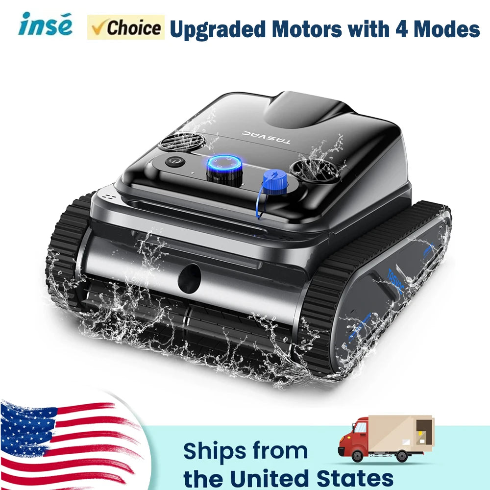 TASVAC Automatic Wireless Robotic Pool Cleaner 250 Mins Runtime Self-Parking with Upgraded Motors for Pool to 80 Feet/2000 Sq.Ft
