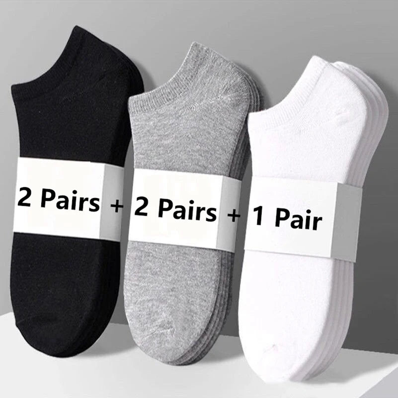 10/5pcs Pairs Low Cut Ankle Breathable Men/Women Socks Solid Color Black White Grey