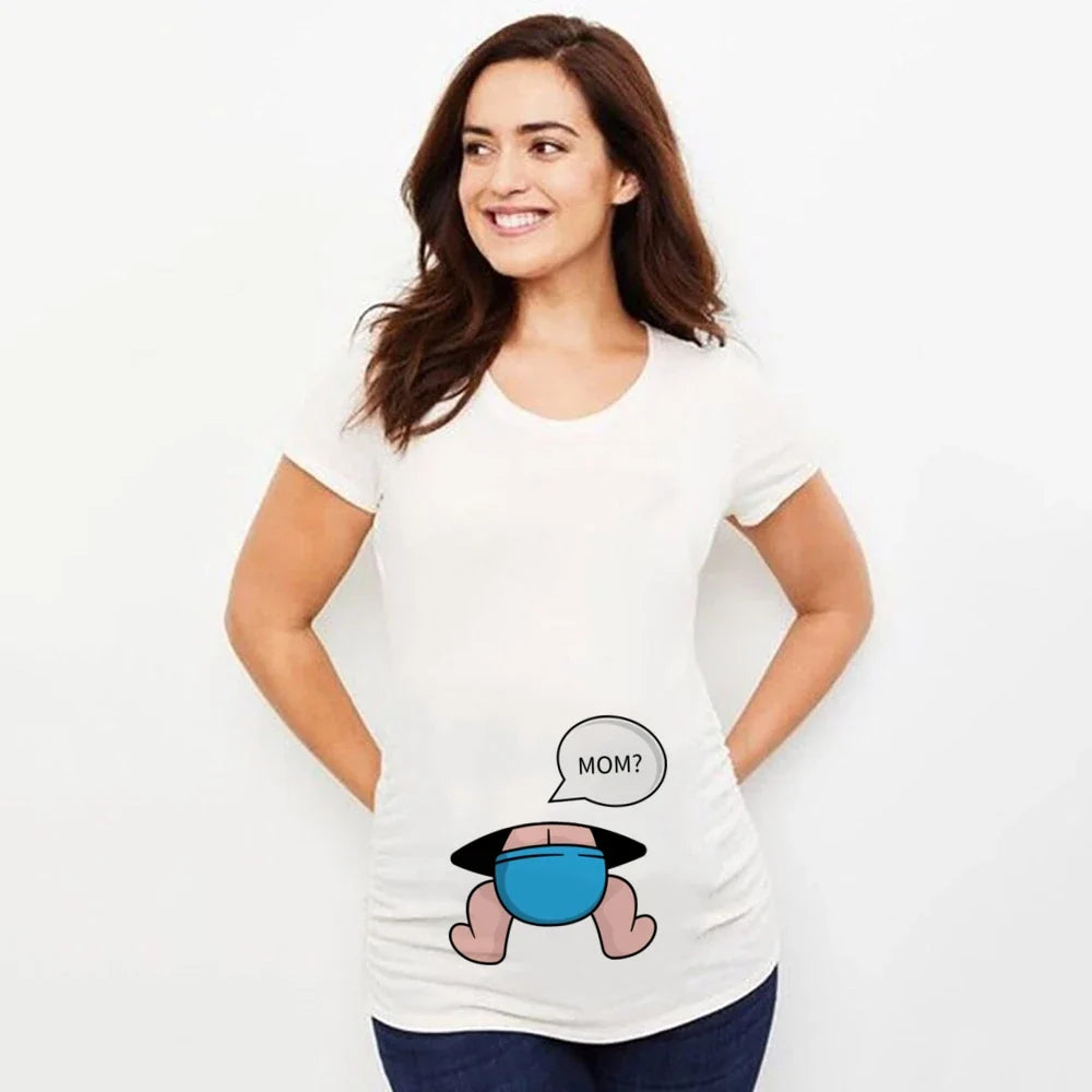 Maternity Shirt Pregnancy Announcement Tee - Summer Casual Mama Blouse, Basic Pregnancy Clothes for Expecting Moms