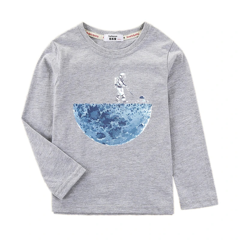 Boys Cotton Long Sleeved T-Shirt Spaceman