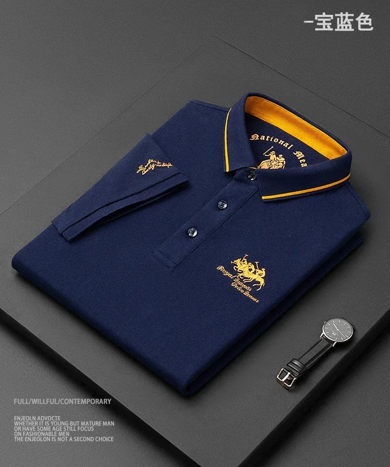 High Quality Men's Cotton Embroidered Summer Polo Shirt Short Sleeve T-shirt