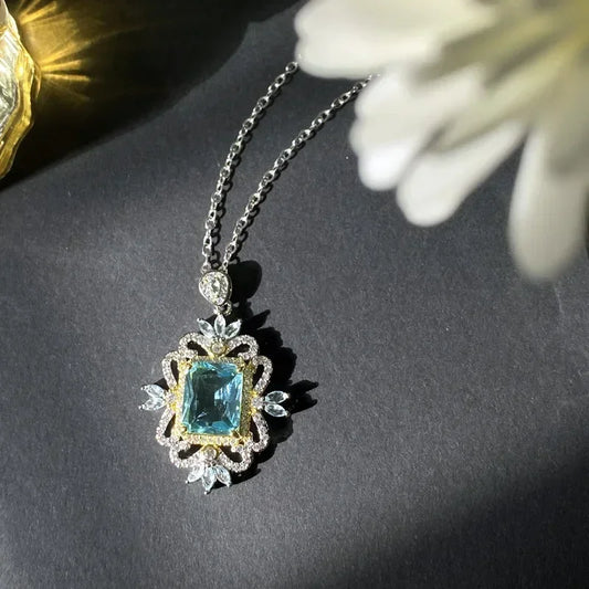 MDLFES Moissanite Diamond Style Europe America Medieval Jewelry Artificial Topaz Necklace