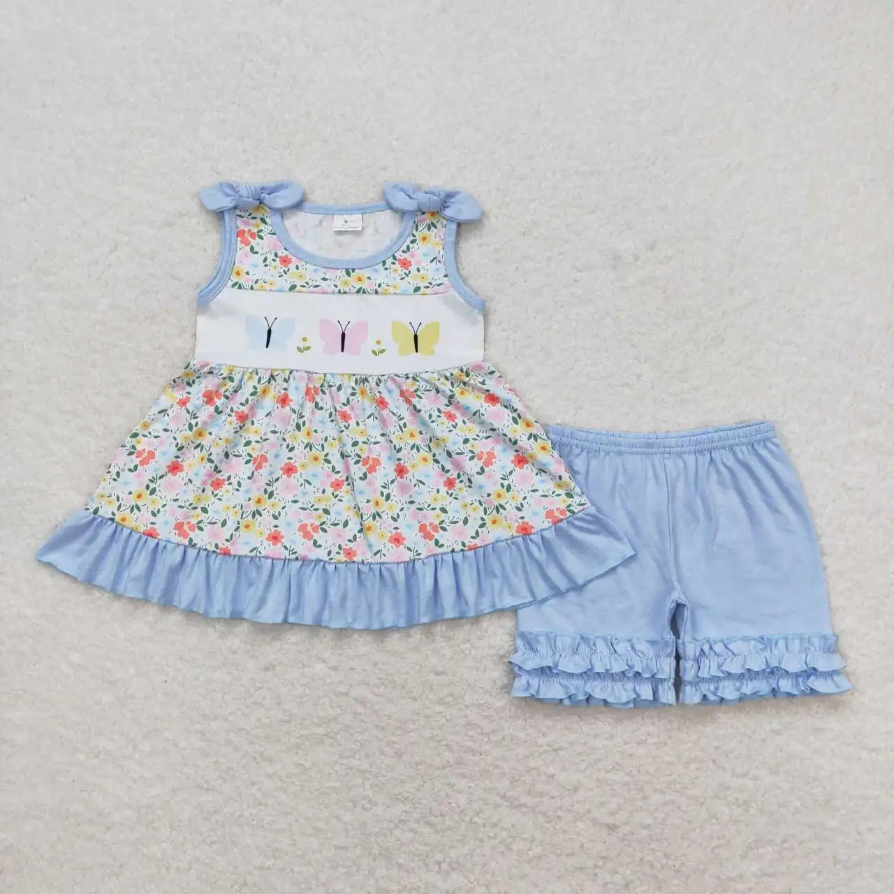 Baby girl summer shirt Short set embroidery farm tractor pink striped 3M-16T