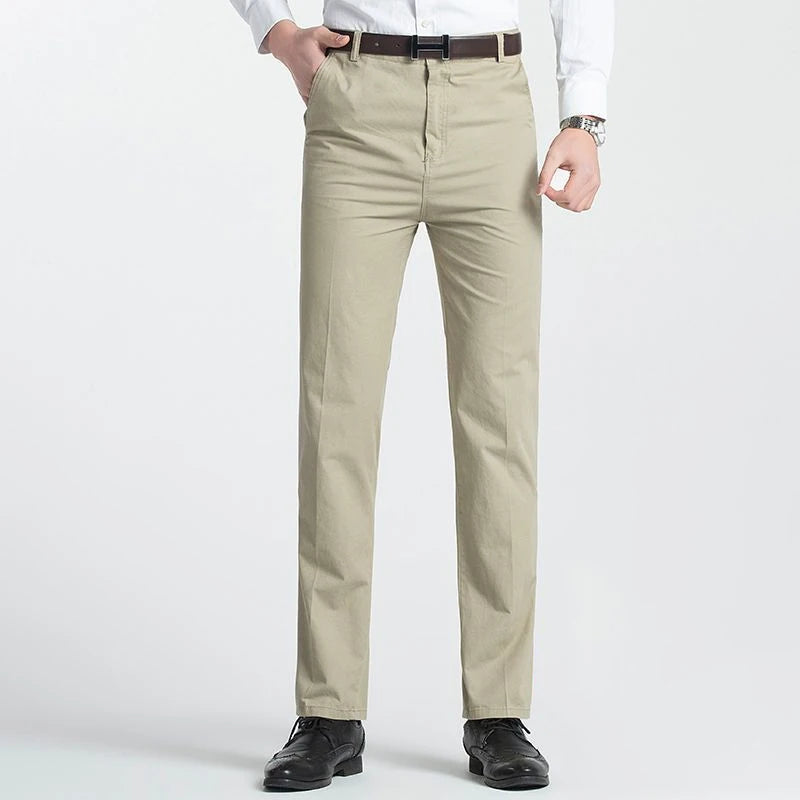Summer Autumn Thick 100% Cotton Straight Leg Men's Pants