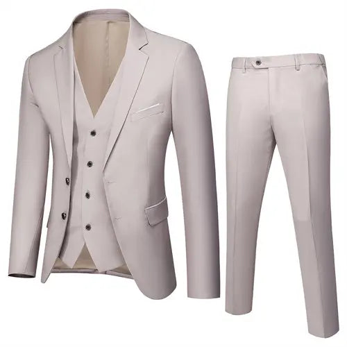 Men's 3 Piece Suit, Jacket Vest Trousers, Slim Fit Blazer Waistcoat Pants