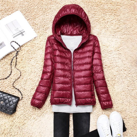 Women Ultra Lightweight Travel Packable Hooded Down Coats Plus Size 5XL 6XL 7XL
