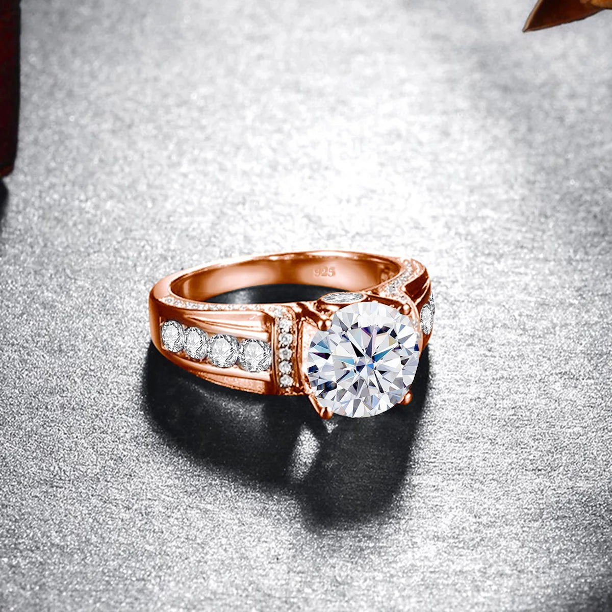 Szjinao 2ct Round Cut Moissanite Rose gold Ring For Women With Ceritificate Wedding Jewelry Delicate Gift Positive Authentic Hot