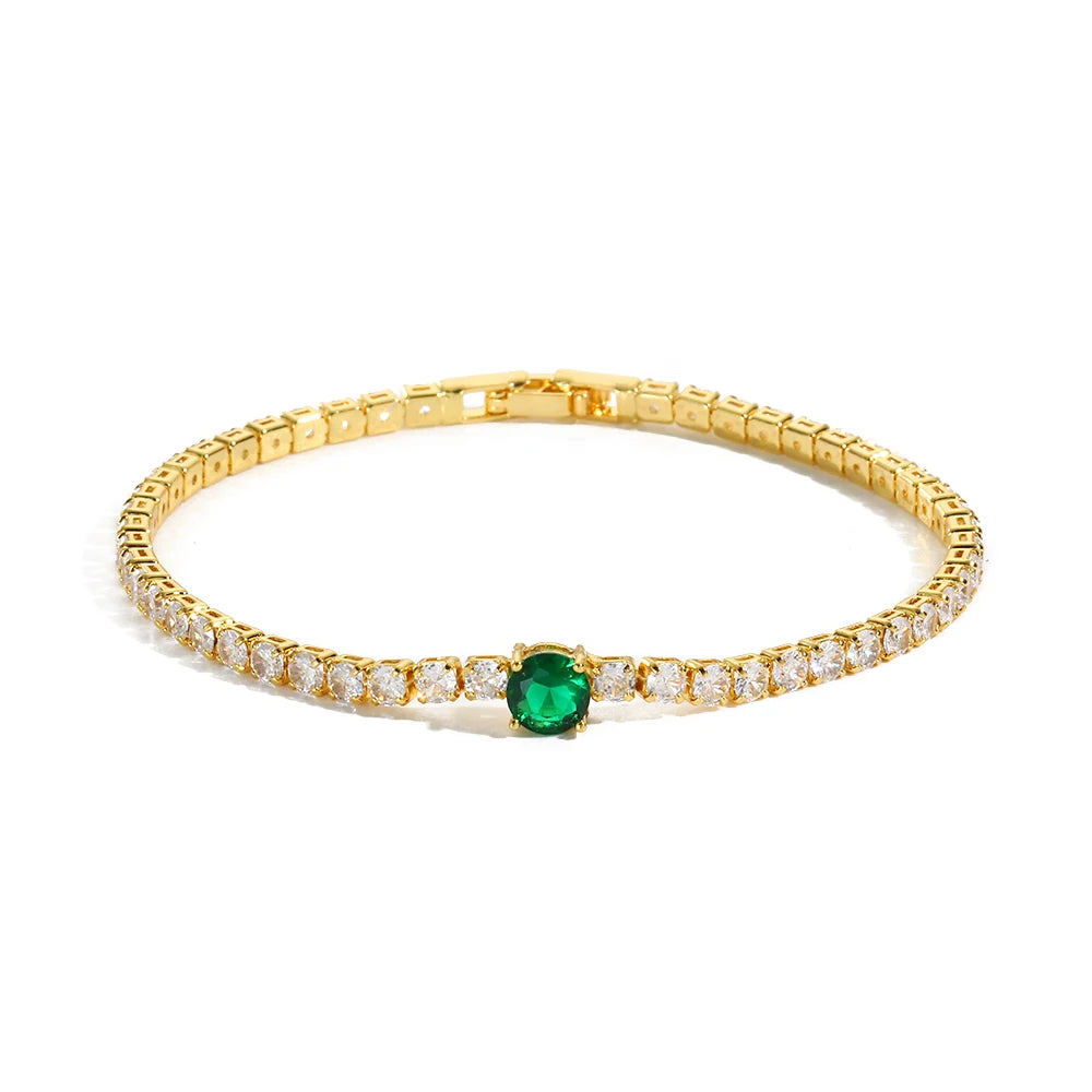Mix Style Green Micro-inlaid Zircon Tennis Bracelet for Women 2025 New Men Bracelet Homme Jewelry Accessories Wholesale