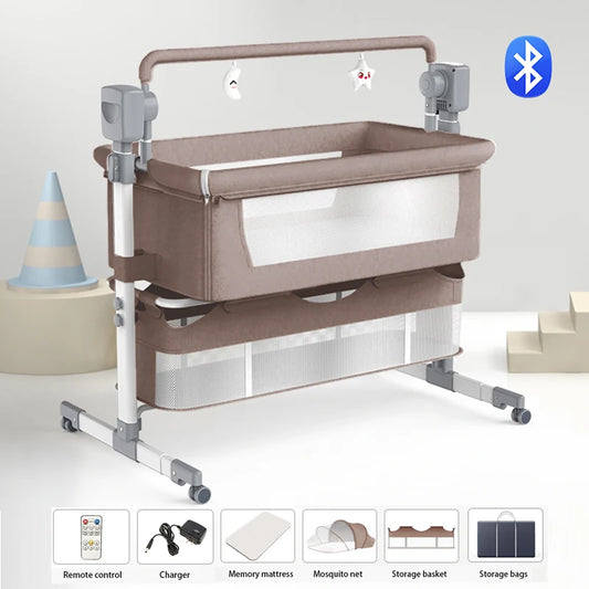 Baby bed Electric Baby Crib Cradle for baby newborn bassinet Movable Rocking Bed raised bed Portable Crib with Mosquito Net