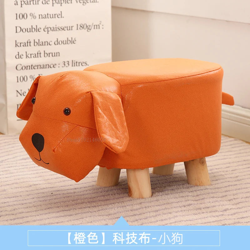Real Wood Low Stools Creative Animal Elephant Cartoon Family Change Shoe taburete Small Stool ottomans Lovely pouf