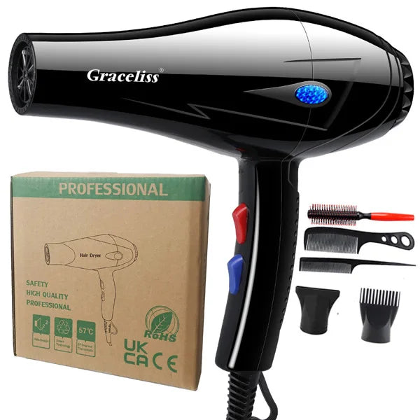With 5 Gifts Hair Dryer 1800W Powerful Hair Dryer Fast Heating Hot And Cold Adjustment Air Blow Dryer with Air Collecting