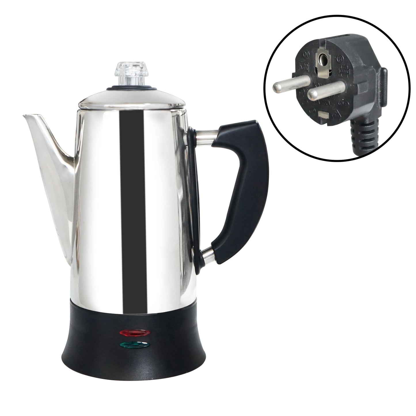 Electric Coffee Maker Pot, Stainless Steel Percolator, 110V, 220V Plug, 1.8L Large Capacity, Gift for Coffee Lovers, 12Cups