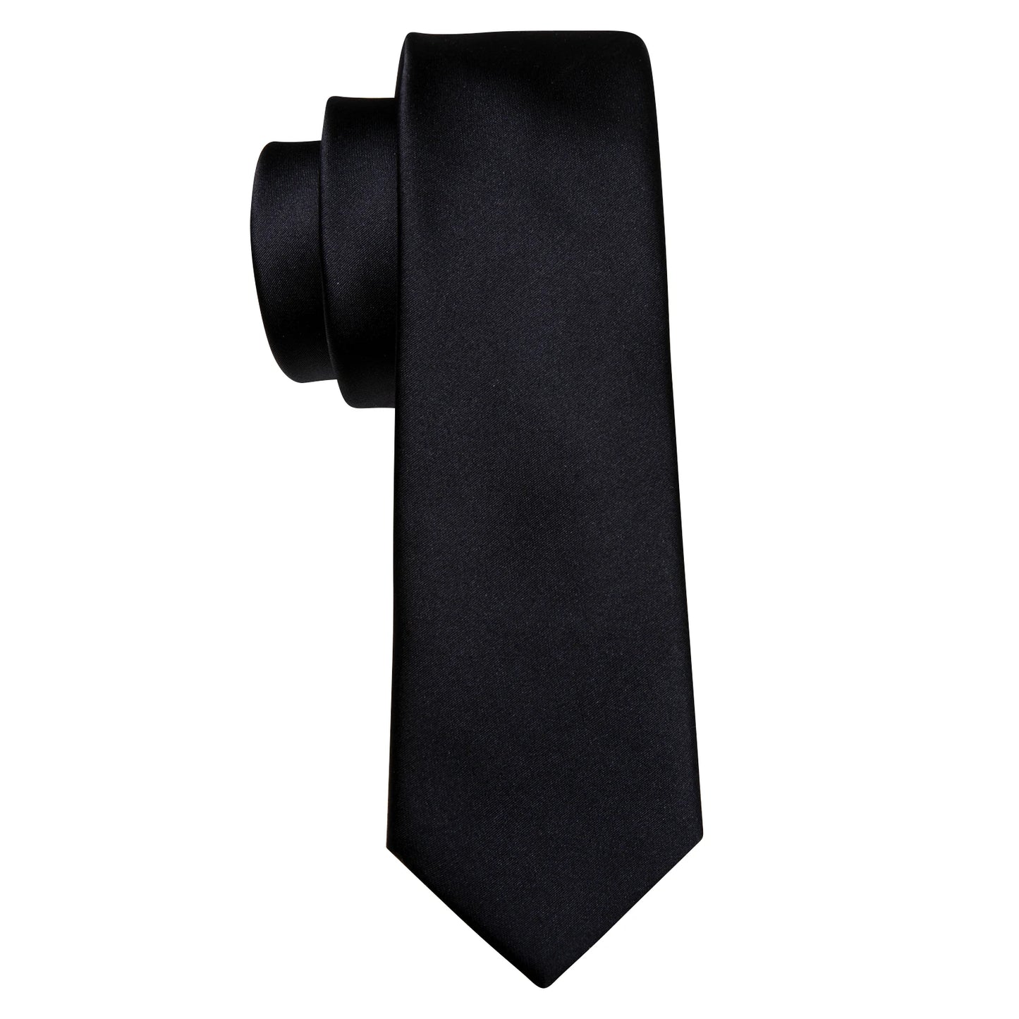 Business Black Silk Ties For Men Classic Solid High Quality Woven Pocket Square Cufflinks Sets Party Formal Designer Barry Wang