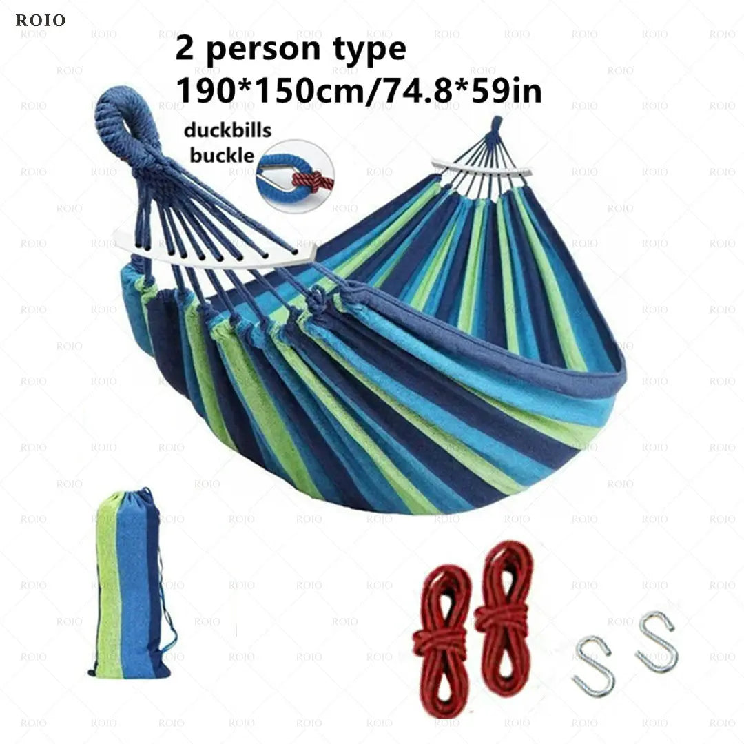 Outdoor Camping Hammock Thickened Durable Fabric Canvas with Bag