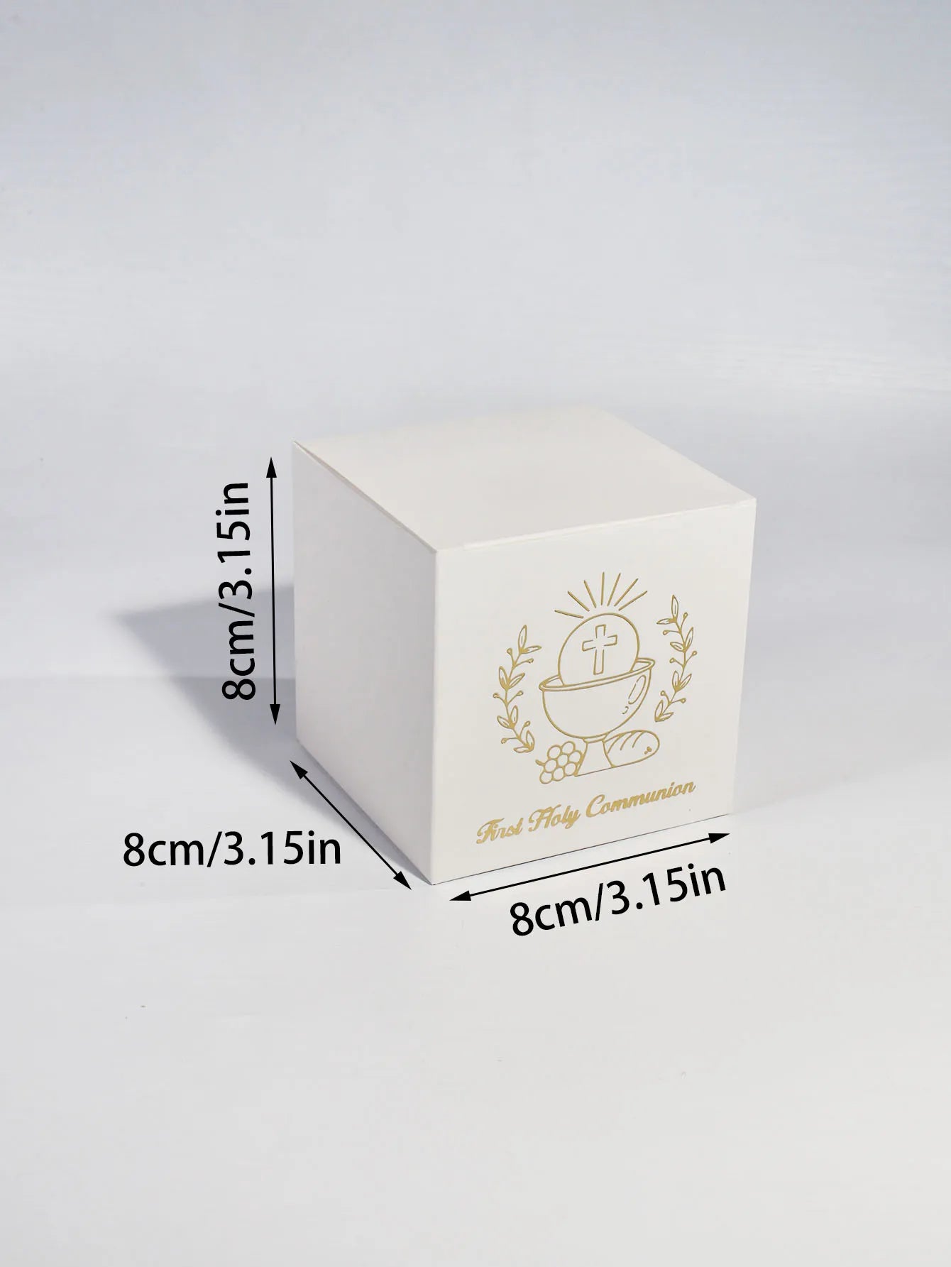 Elegant first communion gift box, golden Holy Grail of the cross and the words' First Communion ', Christian communion gift box
