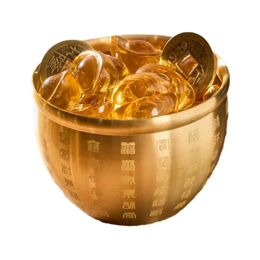 Home Decor Hundred Blessings Small Bowl Brass Fortunate Attract Wealth Good Luck Magical Power