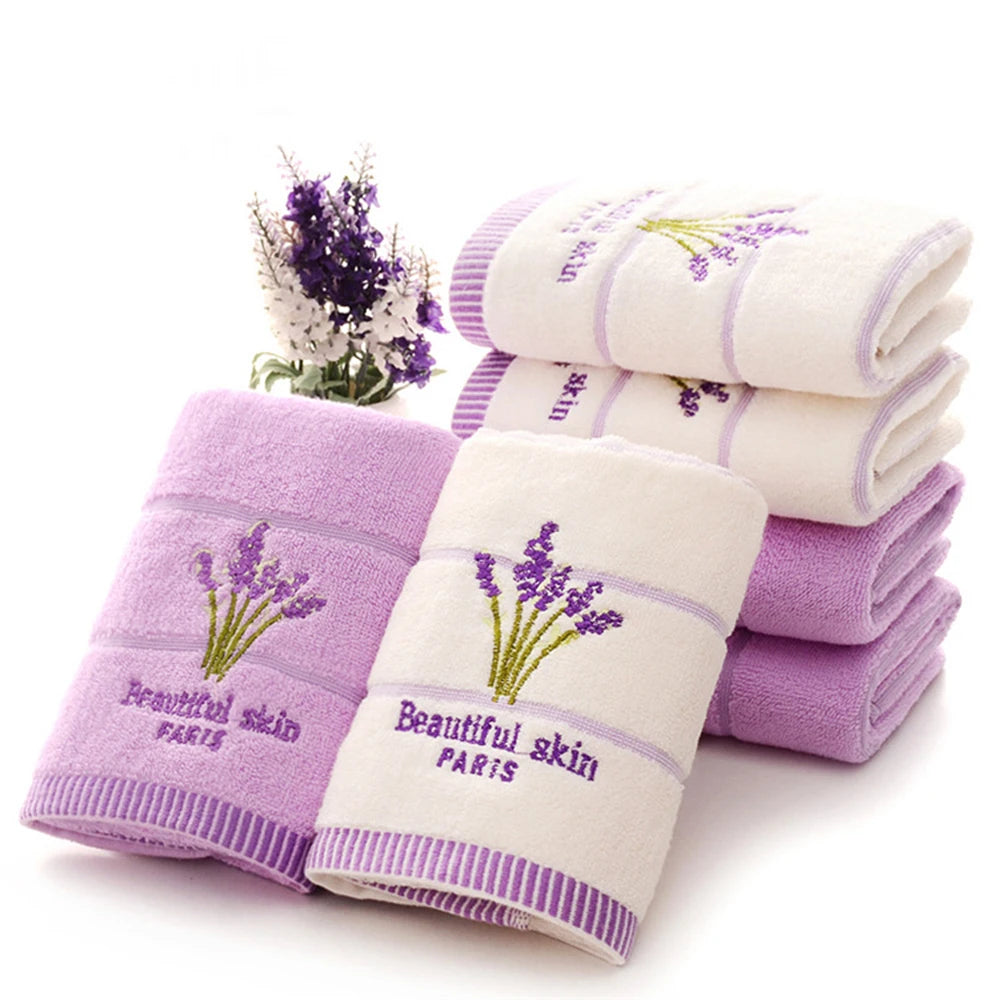 High Quality Towel Cotton Embroidery Lavender Aromatherapy Soft Hand Face Towel Set 34 X 74cm Hand Towel