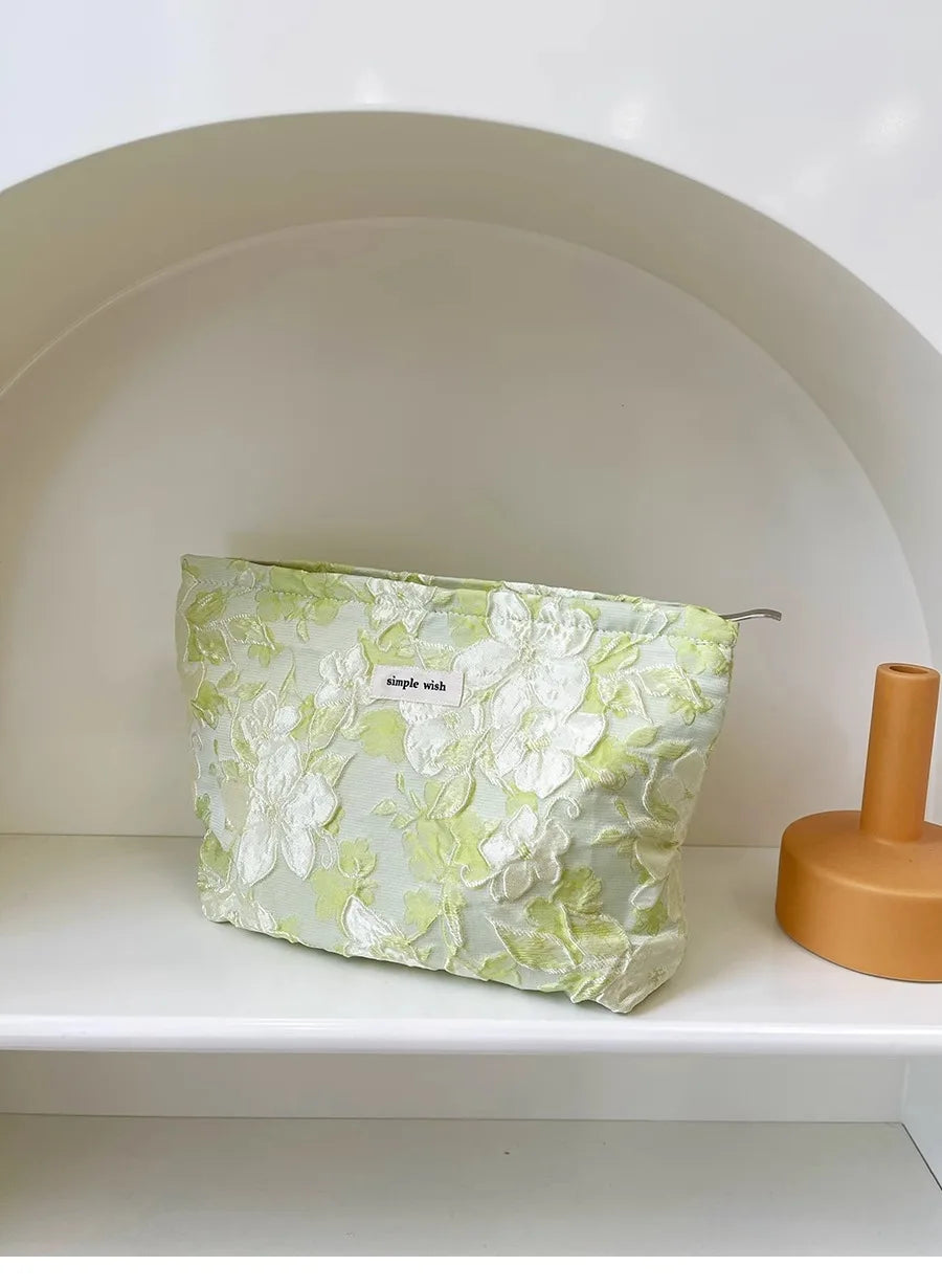 Fashion Floral Print Zipper Cosmetic Bag Travel Essentials Organizer Makeup Toiletry Pouch Portable Women's Makeup Bag