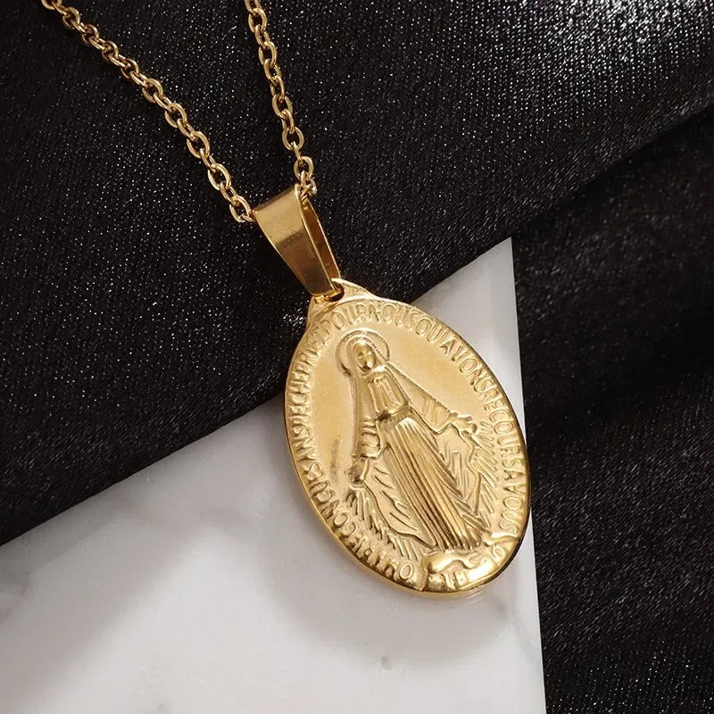 Unisex Virgin Mary Blessing Necklace Pendant