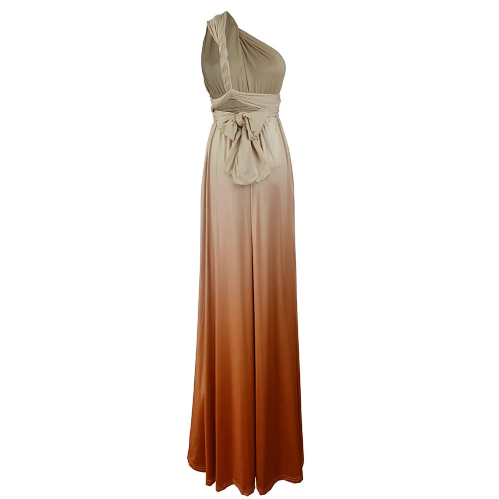 Multicolor Color Maxi Dress for Women Wrap Convertible Cross Bandage Sexy Backless