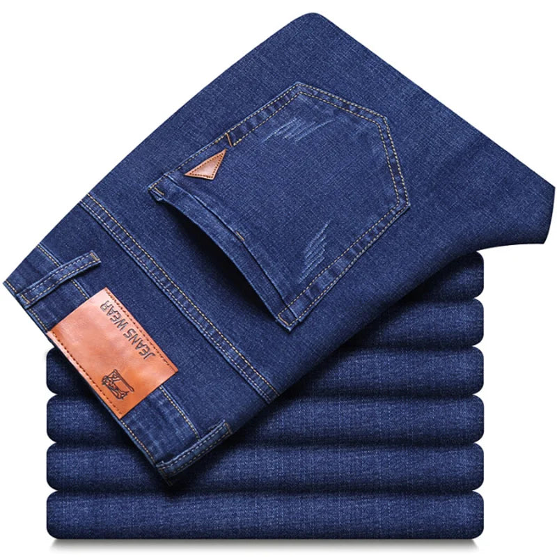Men's Jeans Classic Style Casual Stretch Slim Denim Pants Trousers
