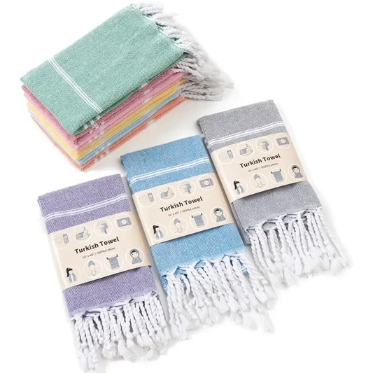 Turkish Cotton Kitchen Towel Nordic Tassel Tea Towel Rectangular Tablecloth Plain Striped Hand Towel Bathroom Accessories Sets