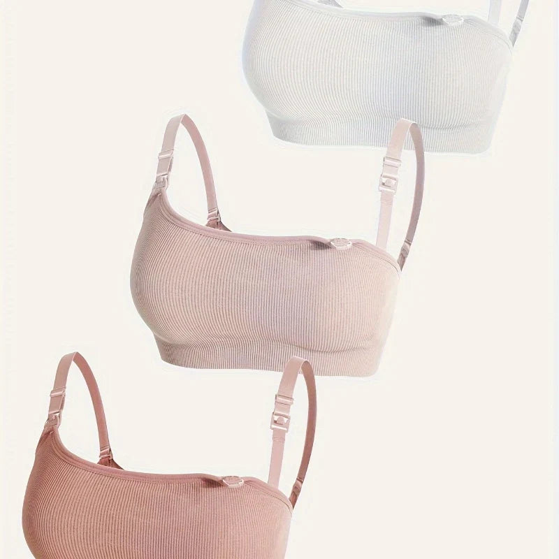 3 PCS Set Breathable Front Open Nursing Bra Maternity Underwear Pregnancy Bra Full Cup Wireless Comfortable Breastfeeding Bra