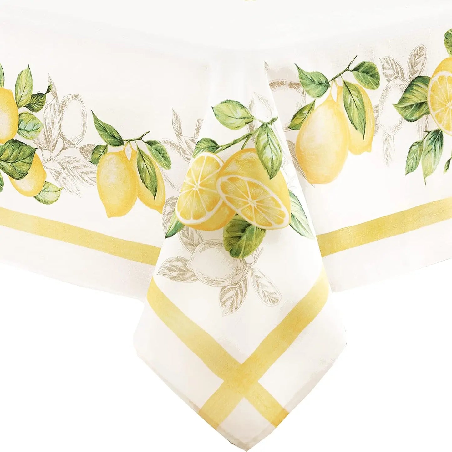 Lemon Orchard Blue Pattern Tablecloth Polyester Wipeable Waterproof Tablecloth Indoor Outdoor