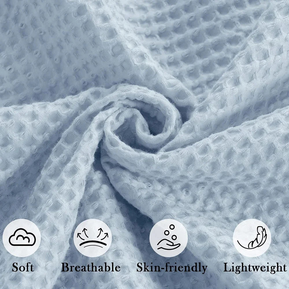 100% Cotton Waffle Weave Blanket Lightweight Washed Soft Breathable