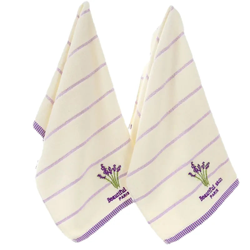 High Quality Towel Cotton Embroidery Lavender Aromatherapy Soft Hand Face Towel Set 34 X 74cm Hand Towel