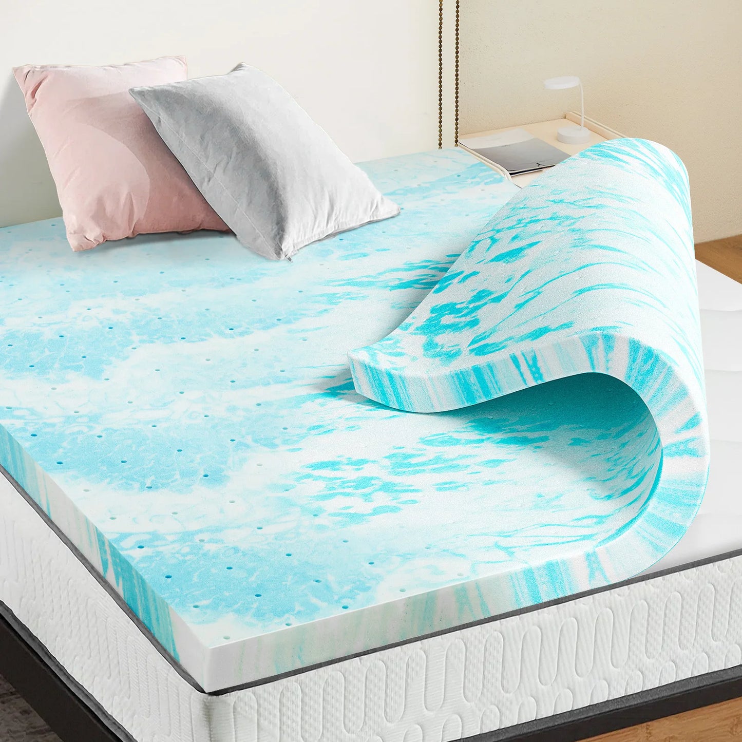 2-3 Inch Gel Memory Foam Mattress Bed Topper Cooling Soft and Breathable