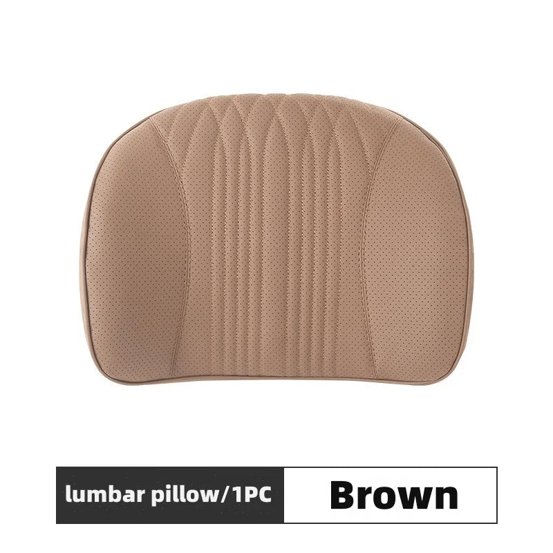 Memory Foam Car Lumbar Support Cushion Breathable Leather Seat Protection Neck Pillow Universal Car Seat Rest Pillow Accessories