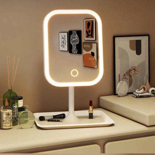 Desktop Vanity Makeup Mirror 3 Color Dimmable Light LED