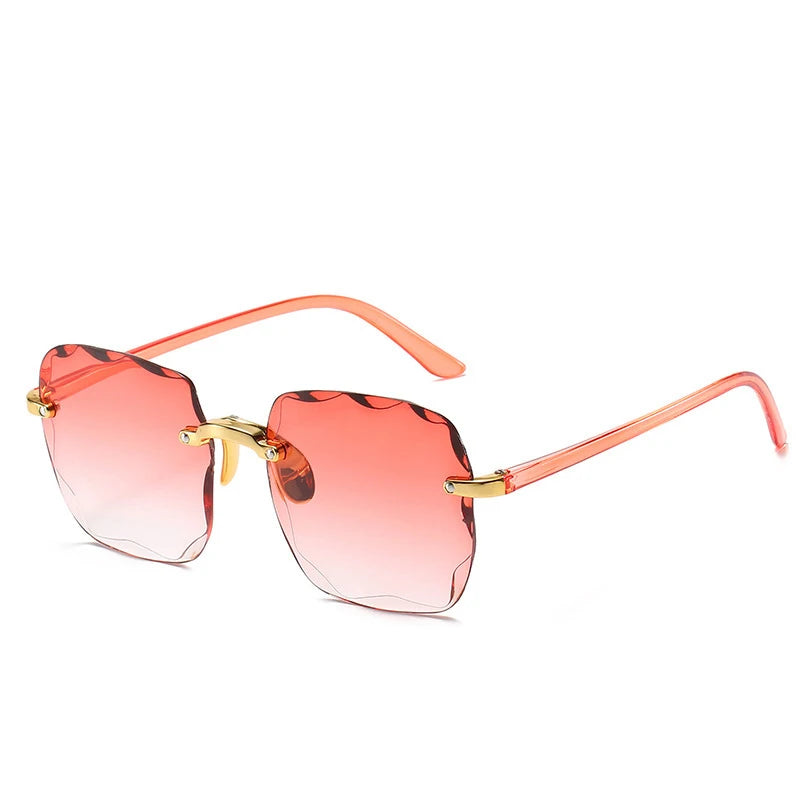 Sunglasses For Women ladies Rimless Diamond cutting Lens Brand Designer Ocean Shades