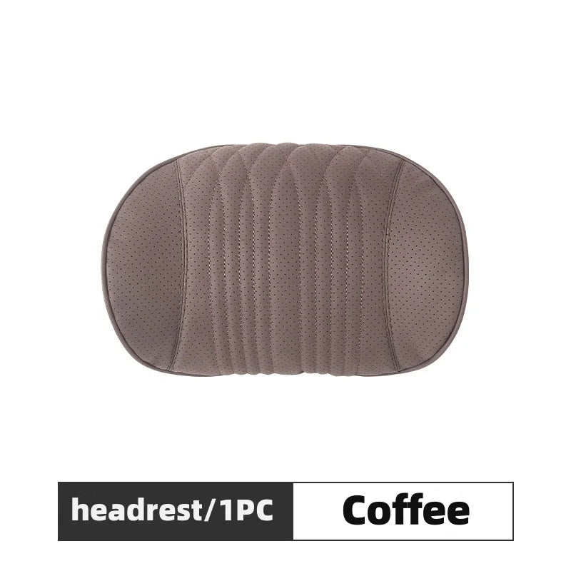 Memory Foam Car Lumbar Support Cushion Breathable Leather Seat Protection Neck Pillow Universal Car Seat Rest Pillow Accessories
