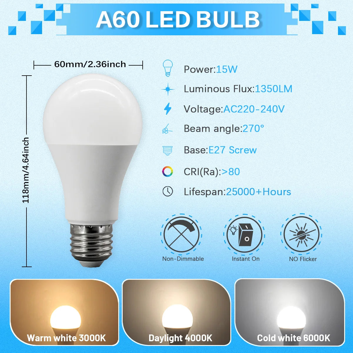 50PCS E27 LED Bulb Lamps 3W 8W 9W 12W 15W 18W 24W AC 220V 240V Cool Lighting Lampada Light Bulbs Foyer Home Indoor LED Bombilla