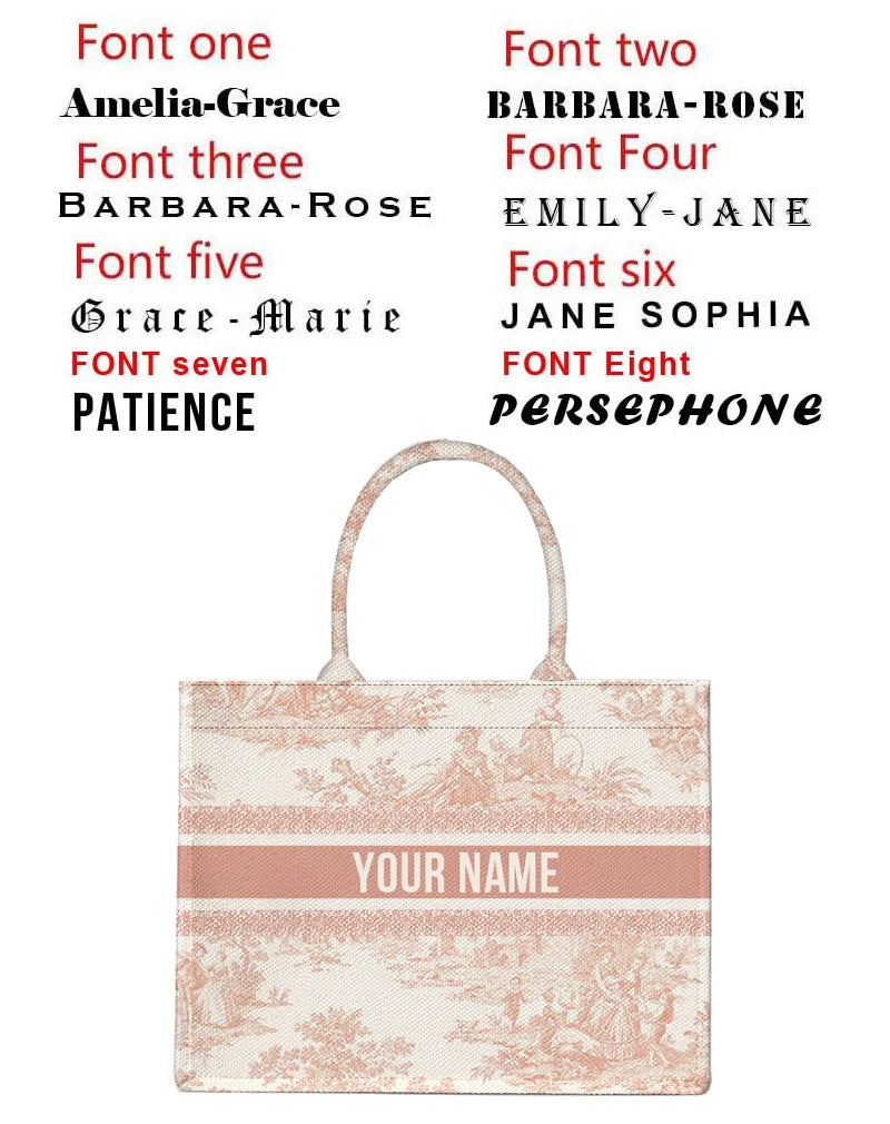 Personalized custom women's tote bag, canvas printed handbag, large capacity beach bag