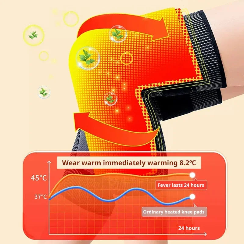 1 Pair Compression Knee Support Pads Self-Heating Four Sided Elasticity Keep Warm Old Cold Legs Fo Elderly Joint Protection Calf