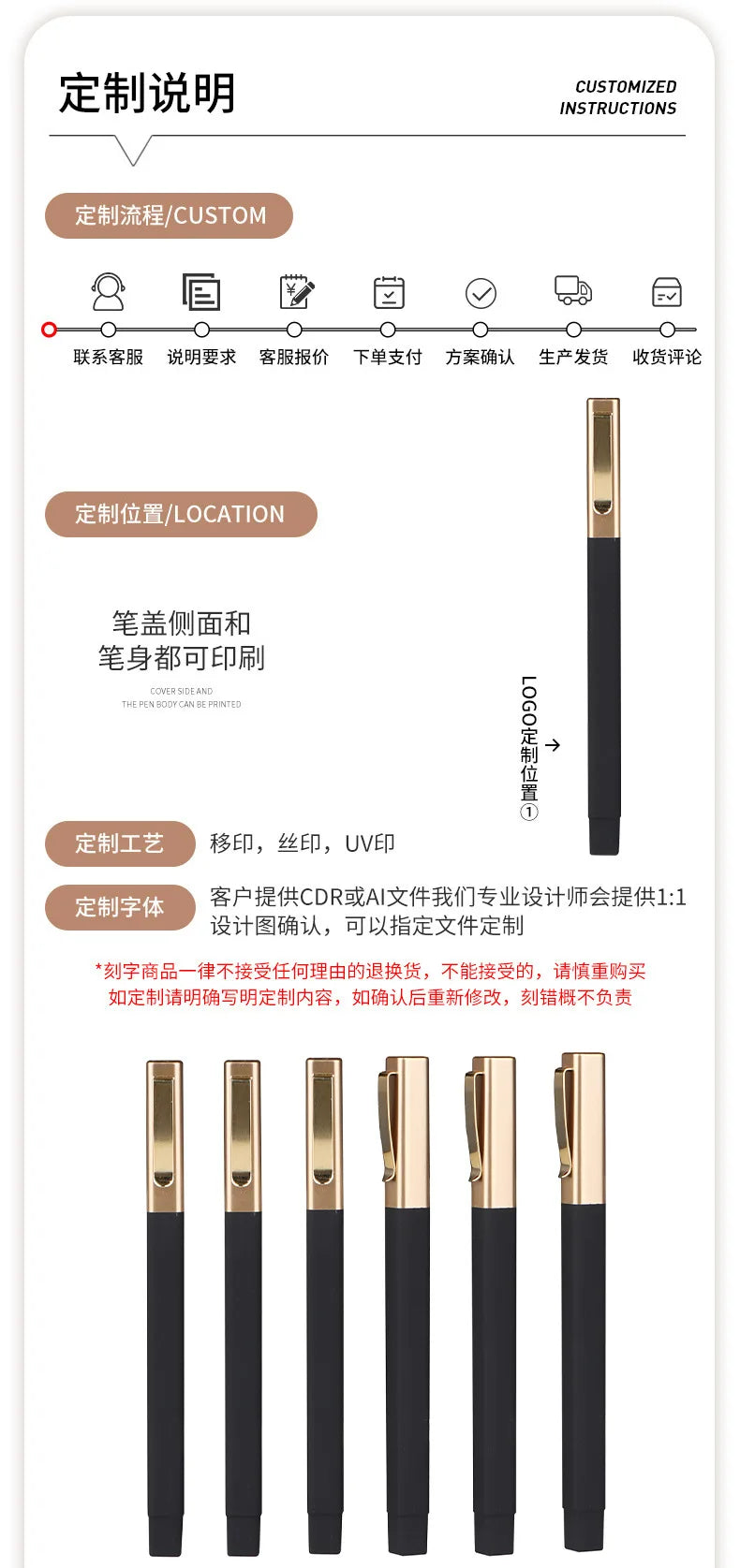 100pcs Free Custom Logo Square Ballpoint Pens ABS Material for Promotional Advertising Gift Pen