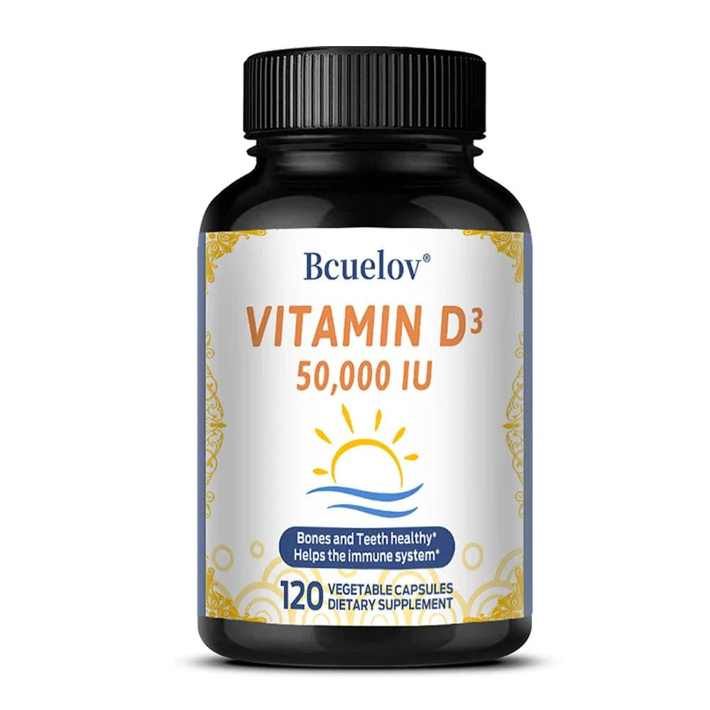 Vitamin D3 50,000 IU Supplement, Supports Strong Bones, Heart, Teeth, Muscle Health, for Men and Women, 120 Capsules