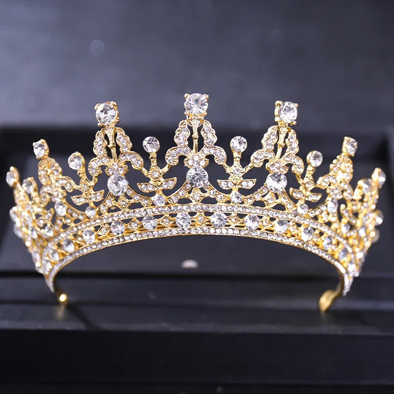 Gold Color Luxury Crystal Wedding Tiaras Crowns Party Rhinestone Prom Bridal Diadem Crown Tiara Hair Jewelry