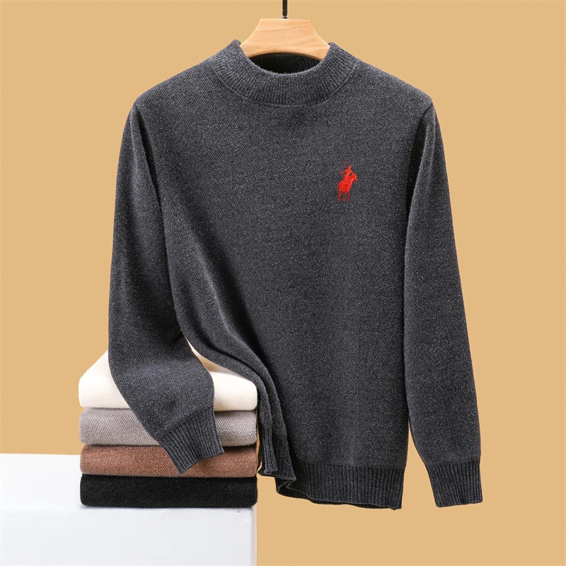 Men's Round Neck Think Knitted Pullover Winter Sweater